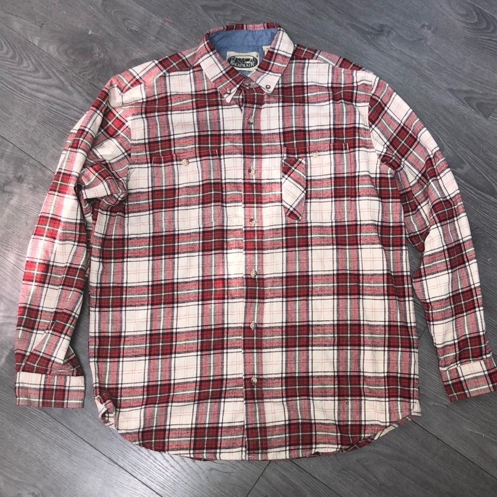 Vintage Backpacker woodsy work  fall men’s 100% cotton Shirt, Sz X-Large